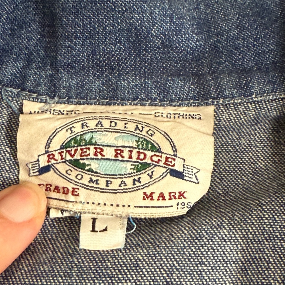 River Ridge Co. Denim Vest L Button Front Western Utility Vintage Rodeo Layer - Picture 6 of 8